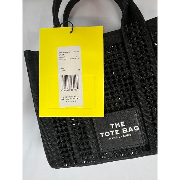 NWT! Marc Jacobs The MINI Crystal Canvas Tote bag BLACK - Picture 5 of 13